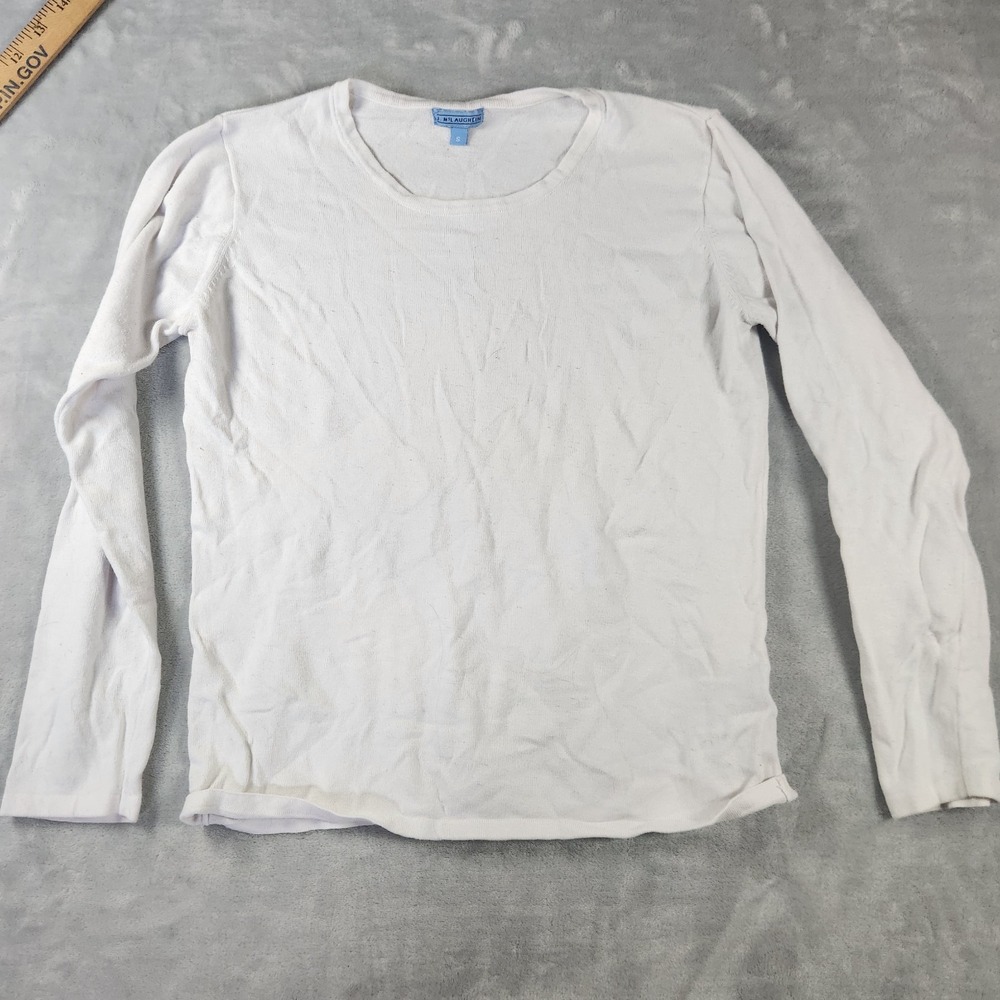 J McLaughlin Top Womens S White Knit Crew Neck Cotton Blend Classic